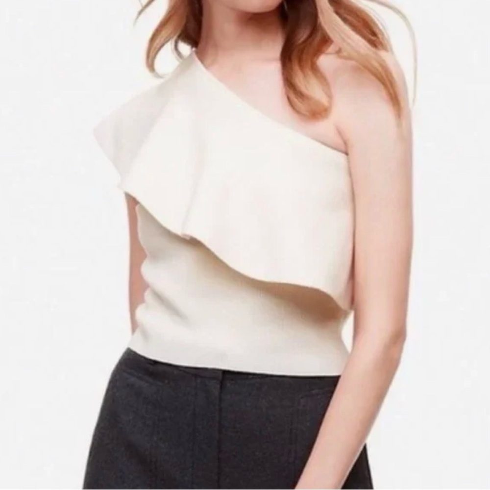 Black Aritzia Wilfred One Shoulder Sweater Top, Size medium